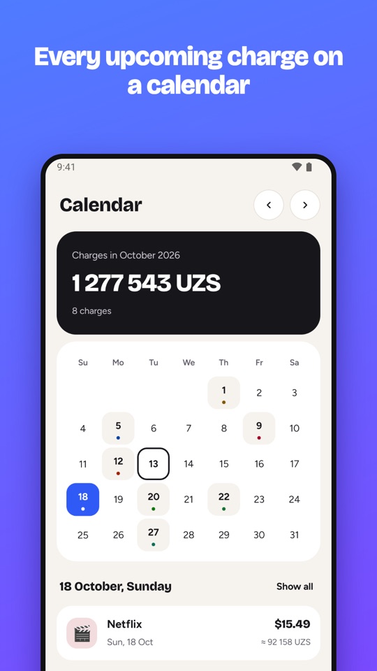 Payment calendar
